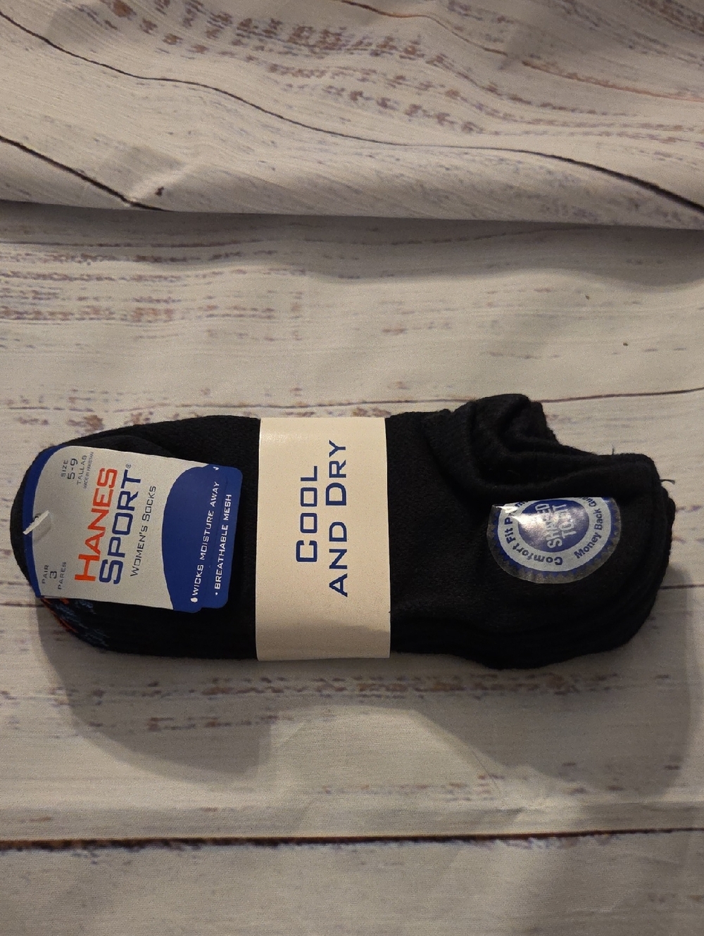Hanes Cool and Dry No-Show Athletic Socks - Black